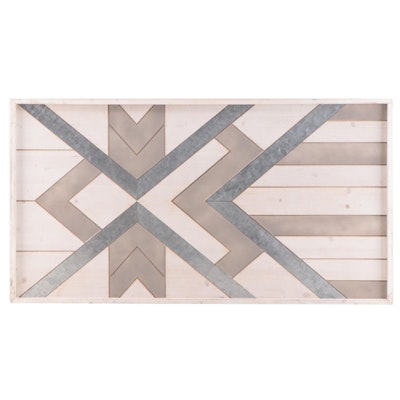 At Home Framed Wood Wall Hanging With Chevron Motif