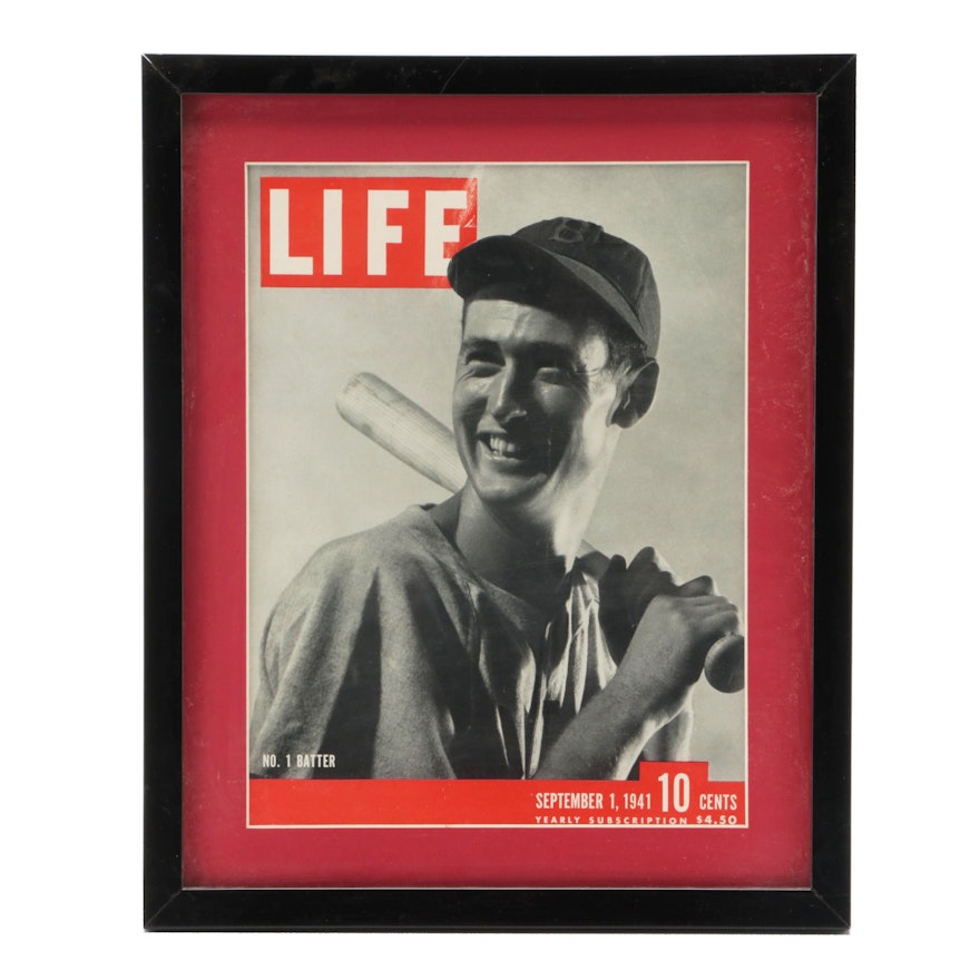 Framed and Matted "LIFE" Magazine with Ted Williams Cover, 1941