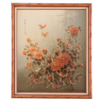 East Asian Style Floral Oil Painting
