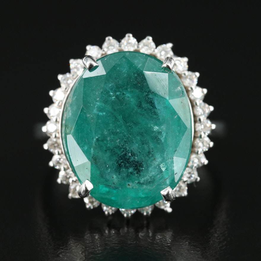14K 9.55 CT Emerald and Diamond Ring with GIA Report