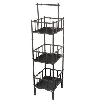 SF Bay Trading Ebonized Metal Faux Bamboo Three-Tier Stand