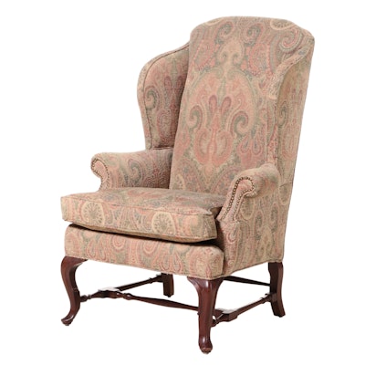 Queen Anne Style Custom-Upholstered Wingback Armchair