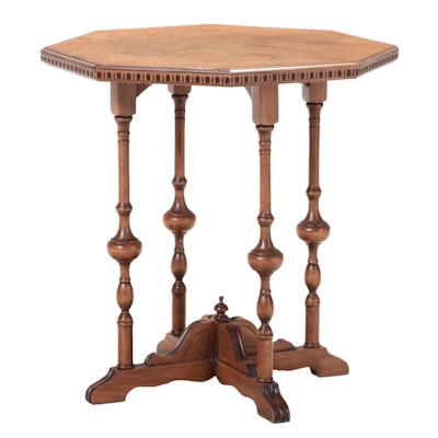 Baroque Style Walnut Hexagonal Table