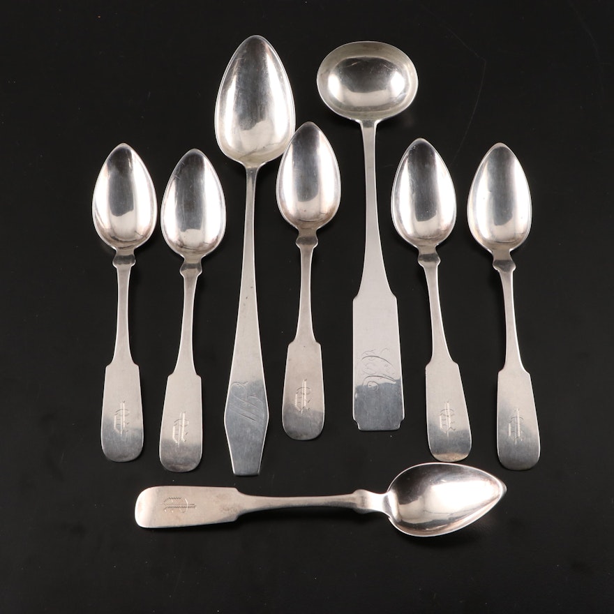 Johnson and Godley of Albany Coin Silver Teaspoons and More Utensils