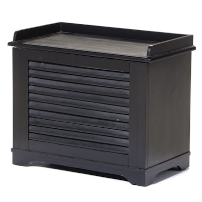 Ebonized Louvered-Front Trunk with Seat Cushion