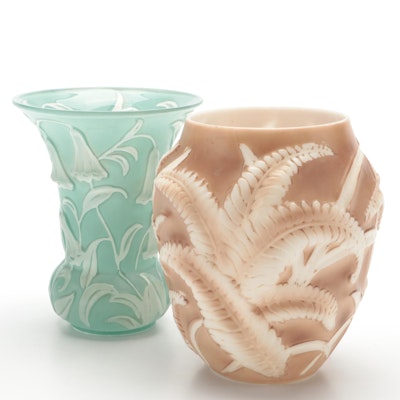 Phoenix Sculptured Artware Glass Vases, Early to Mid-20th Century