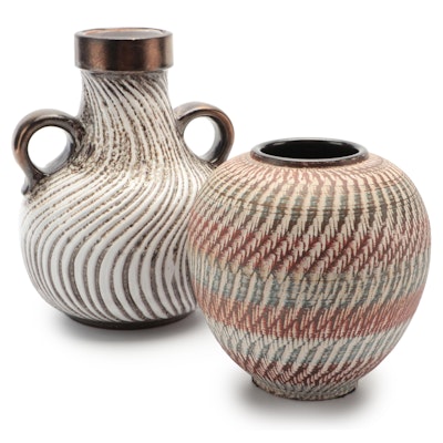 Carstens Tönnieshof West German Vase with German Pottery Vase