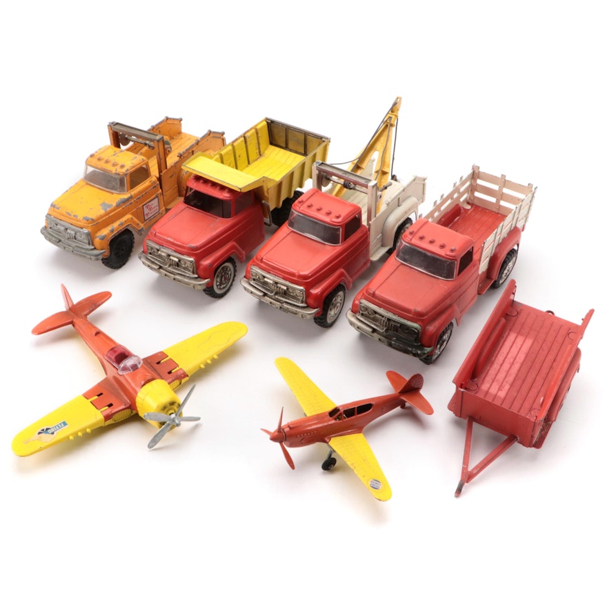 Hubley Dump Truck, Prop Plane, and More Diecast Toys, Mid-20th Century