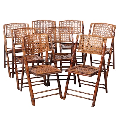 Eight Chinese Folding Bamboo Chairs