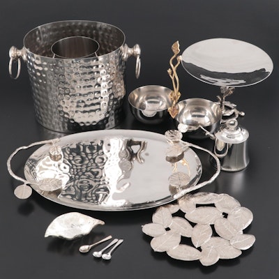 Michael Aram and Other Metal Serveware, Ice Bucket and Trivet