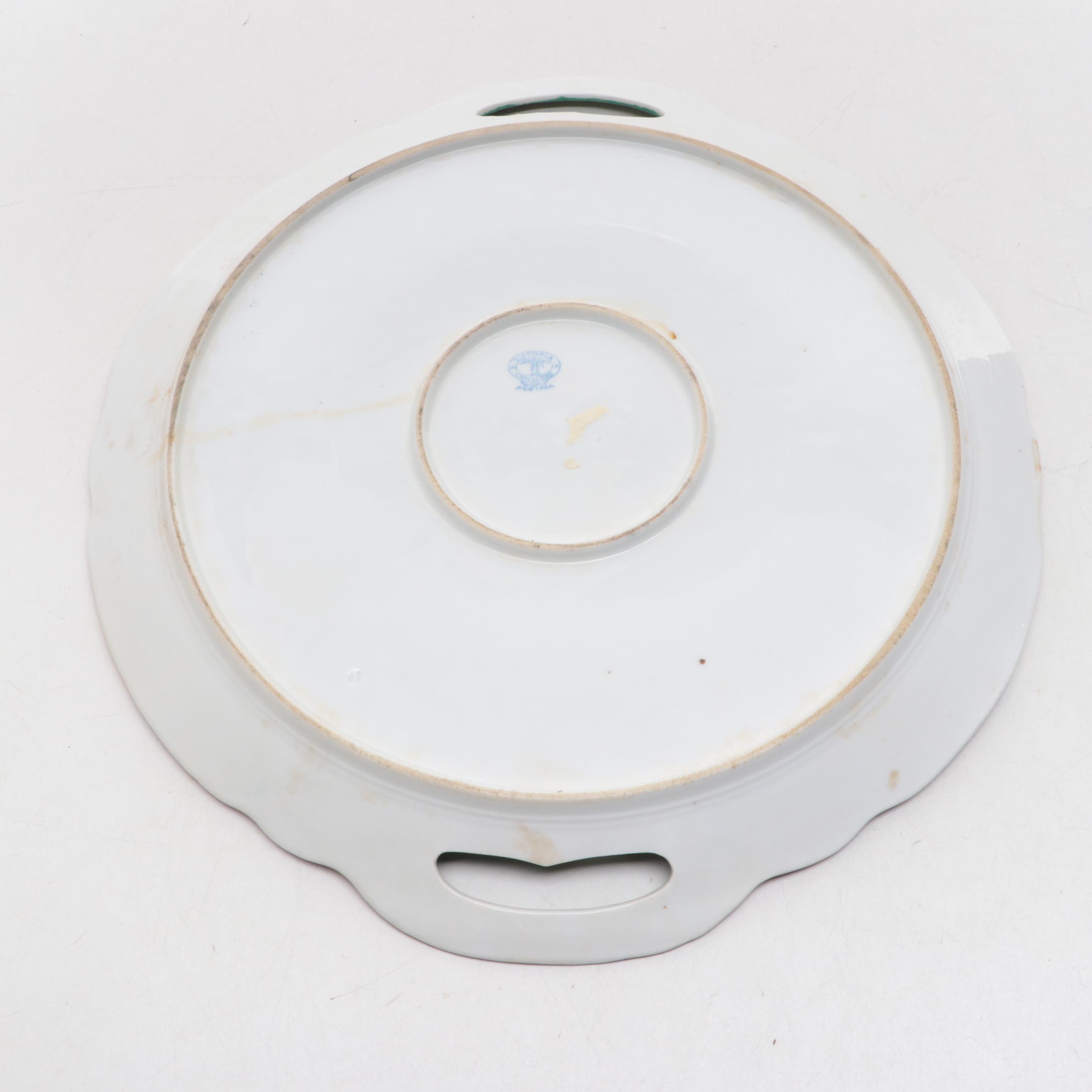 Victoria Austrian Porcelain Tea Set and Platter, Early to Mid20th