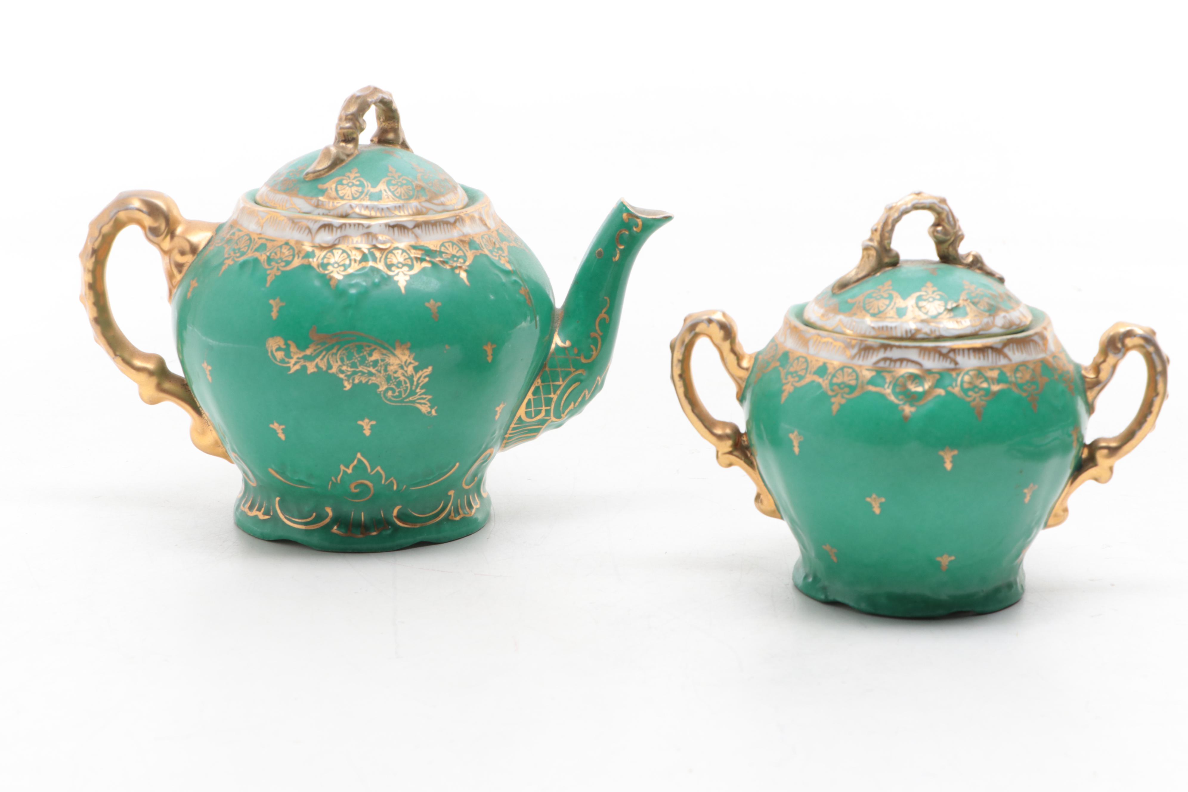 Victoria Austrian Porcelain Tea Set and Platter, Early to Mid20th