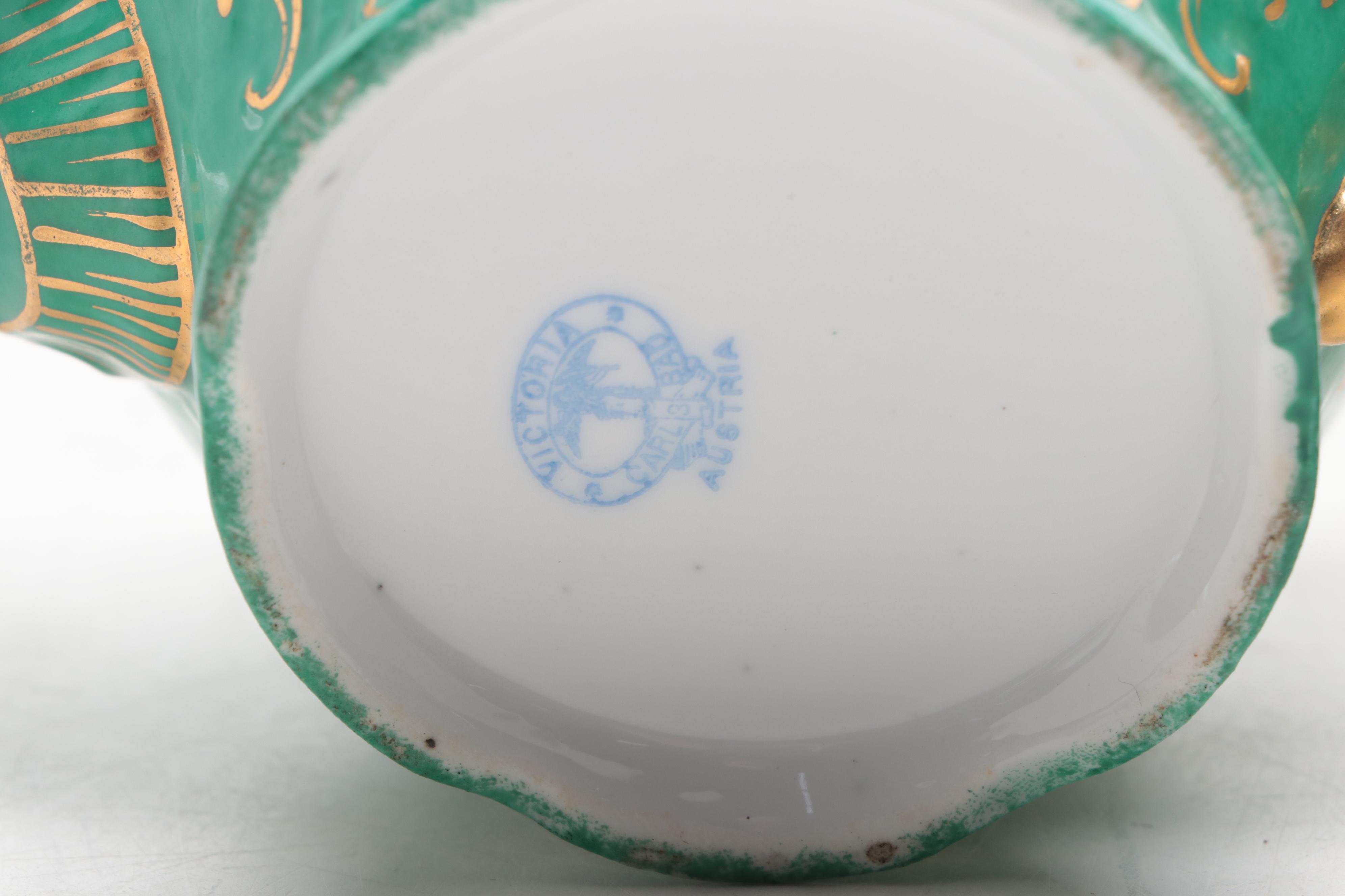 Victoria Austrian Porcelain Tea Set and Platter, Early to Mid20th