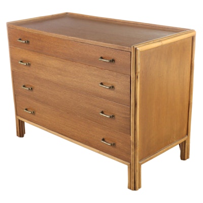McGuire Oak and Rattan Chest of Drawers, Late 20th Century