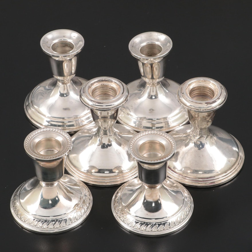 Reed & Barton and Other Weighted Sterling Silver Candlestick Pairs