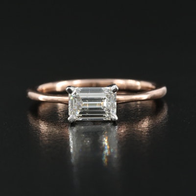 14K Rose Gold 0.86 CT Lab Grown Diamond Solitaire Ring with IGI Online Report