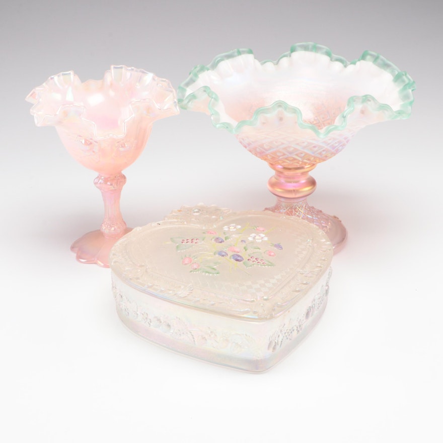 Fenton Glass Box and Compotes