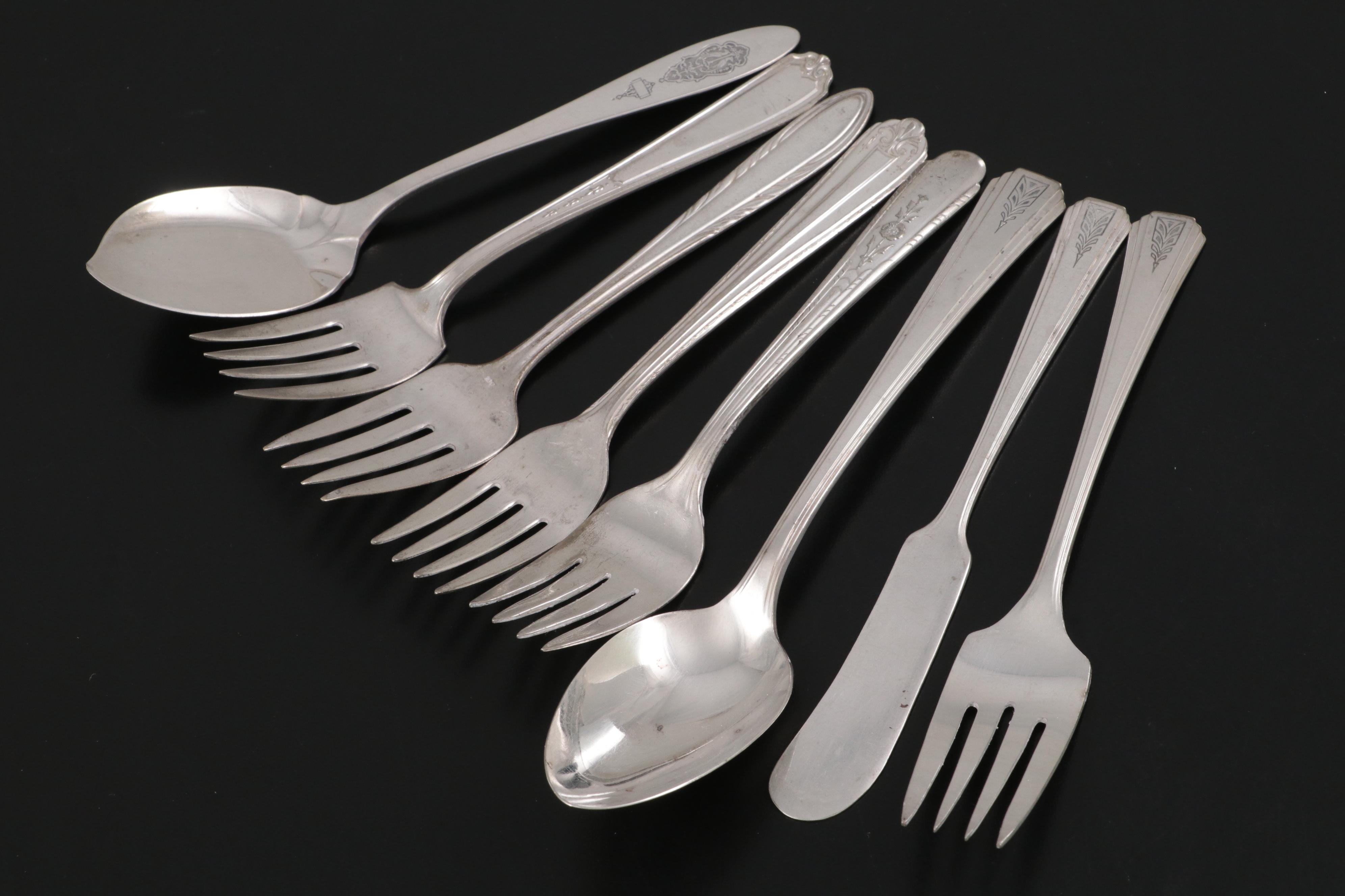 Towle "Empire" Sterling Silver Fork with Assorted Silver Plate Flatware