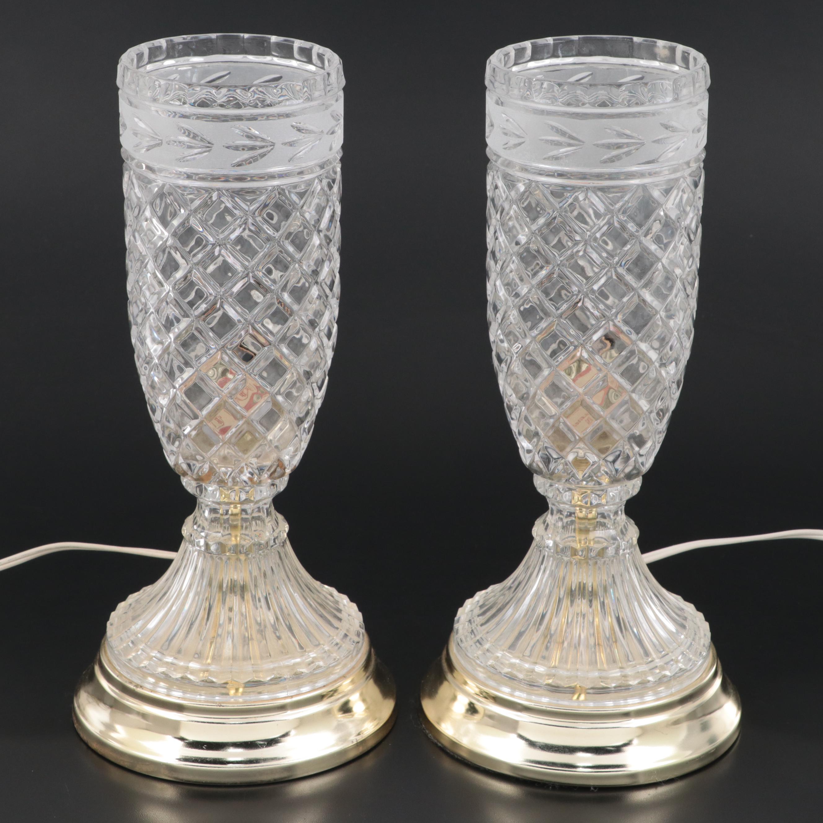 Pair of Crystal Clear Industries Torchiere Console Table Lamps EBTH