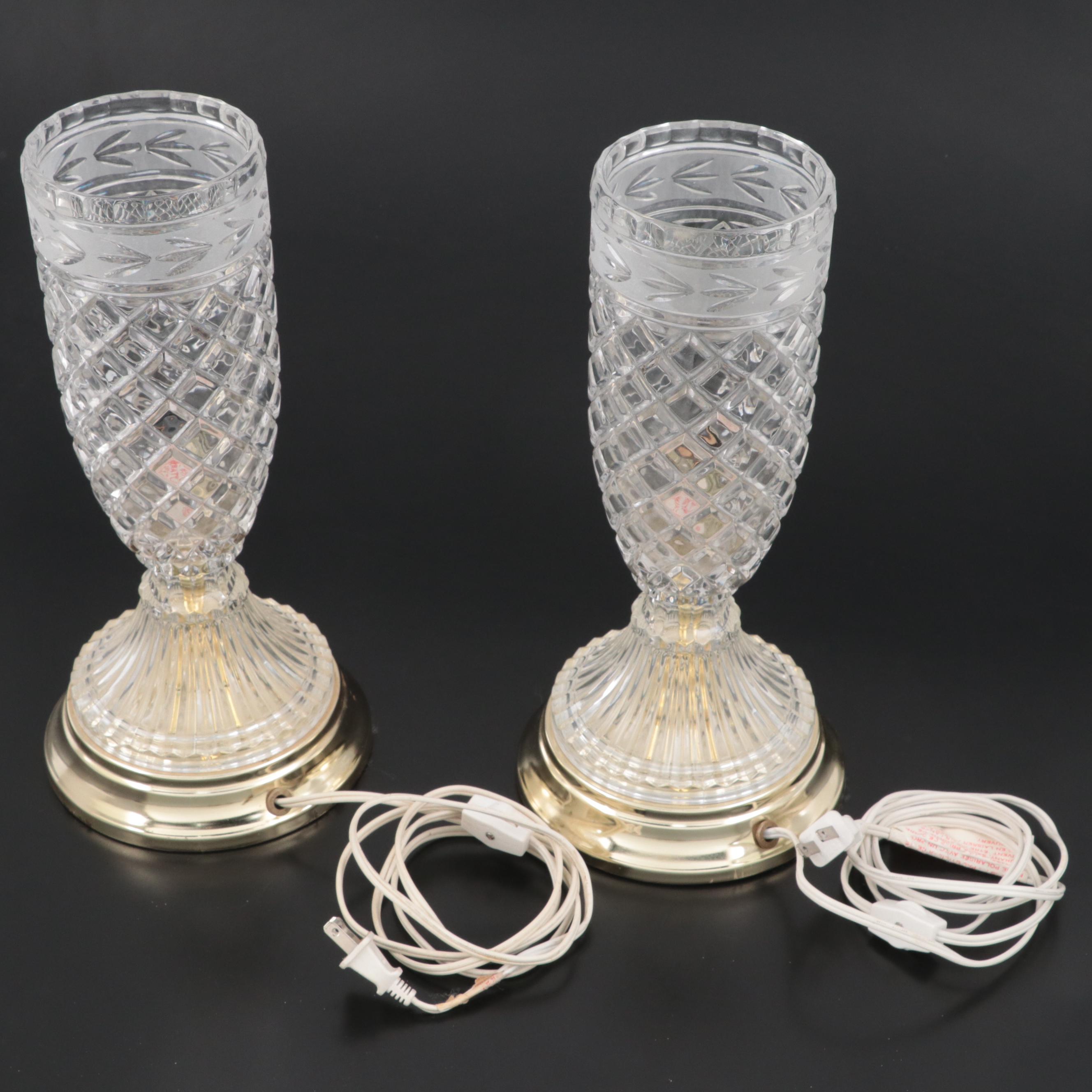 Pair of Crystal Clear Industries Torchiere Console Table Lamps EBTH