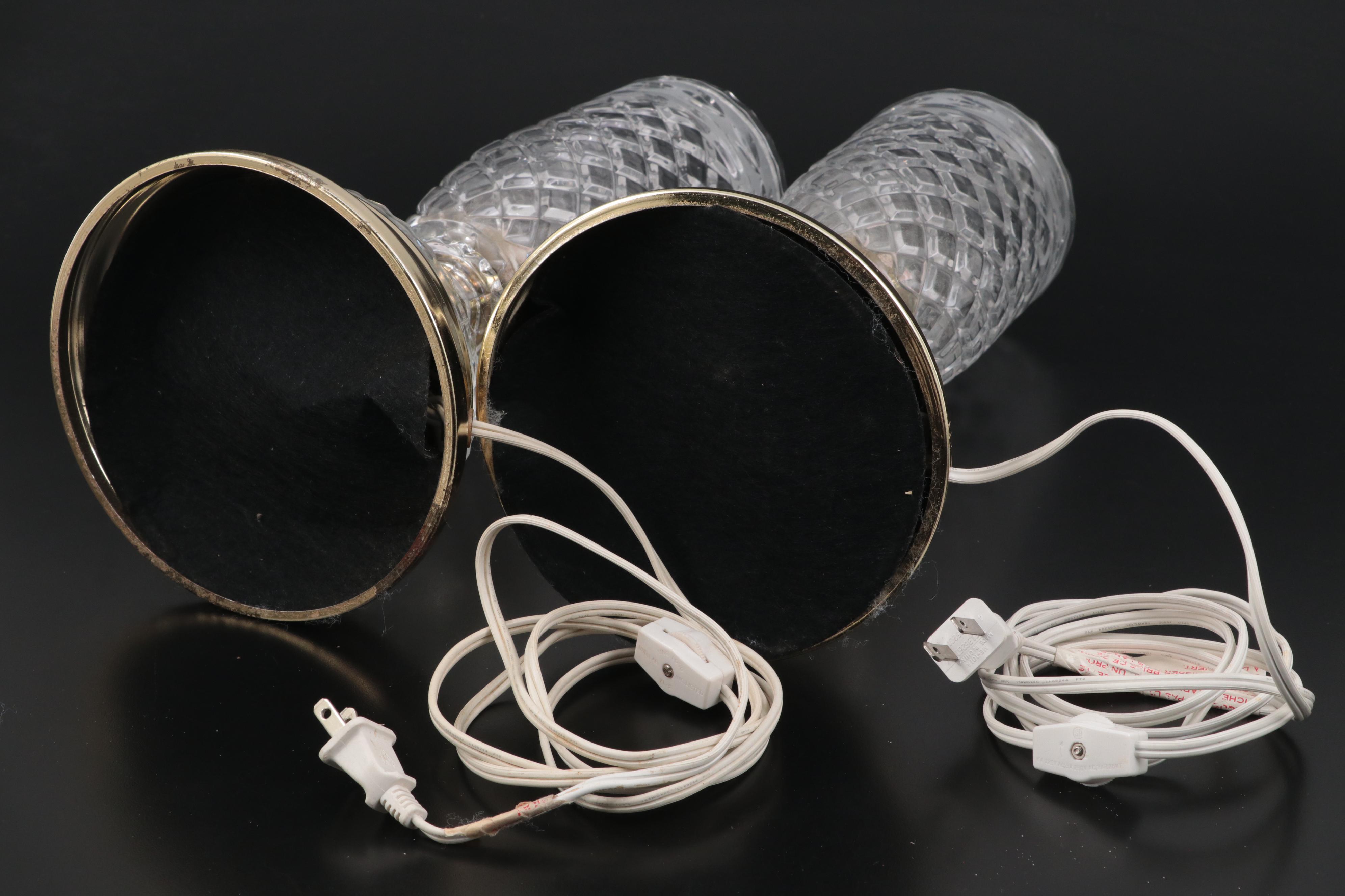 Pair of Crystal Clear Industries Torchiere Console Table Lamps EBTH