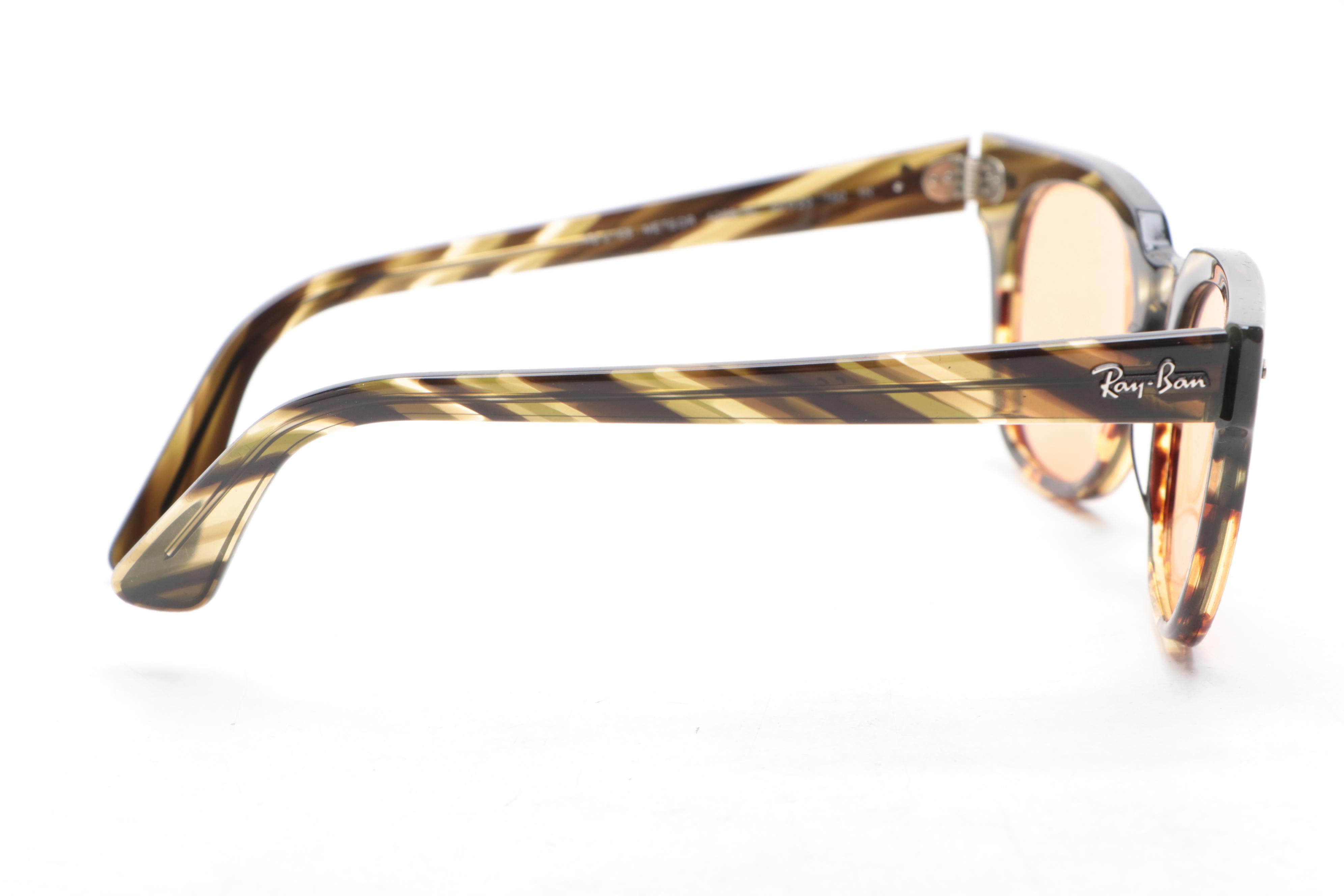 Ray-Ban RB2168 Meteor Polished Striped Havana Sunglasses with Case and ...