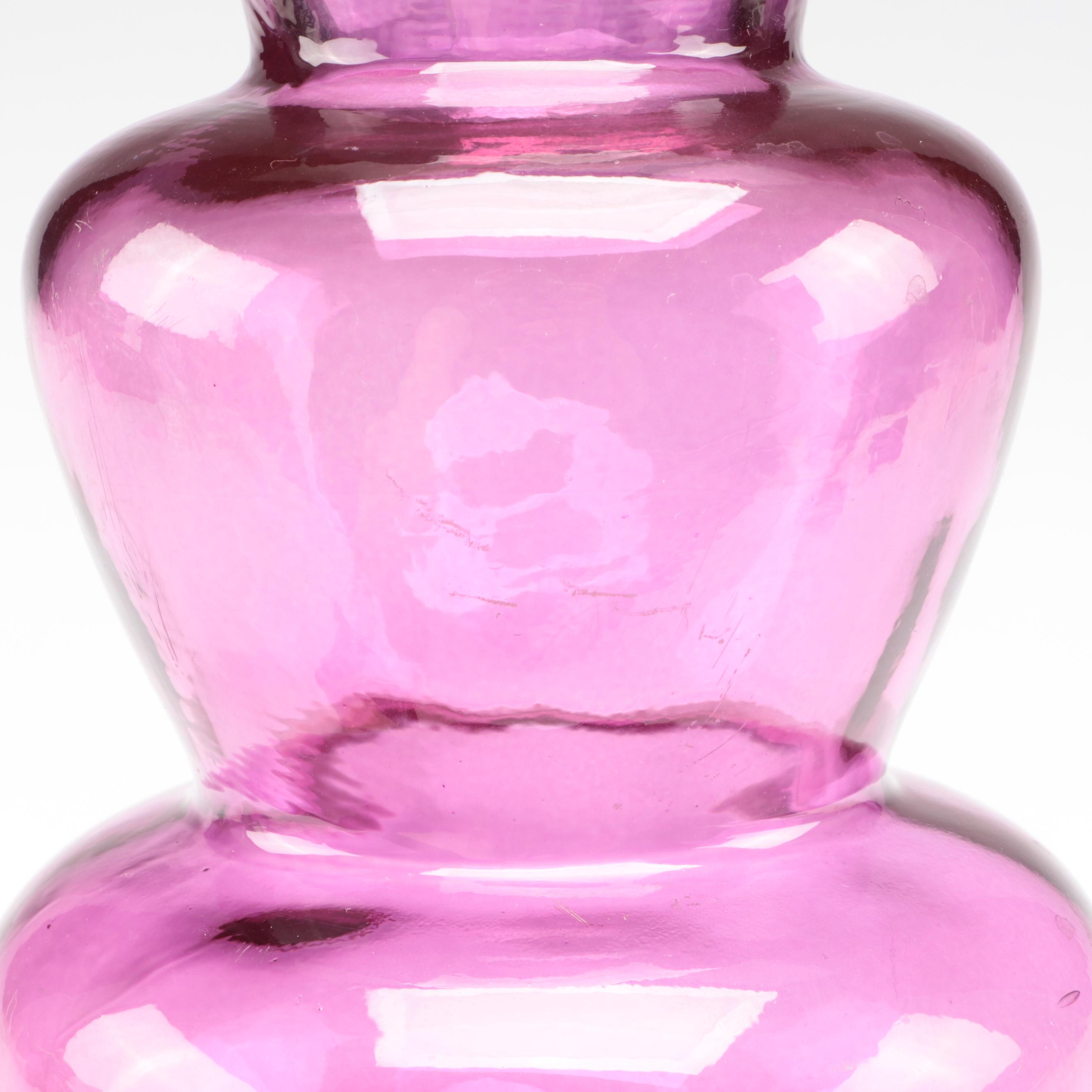 Blenko Handmade Glass Vase with Cranberry MultiTiered Vase EBTH