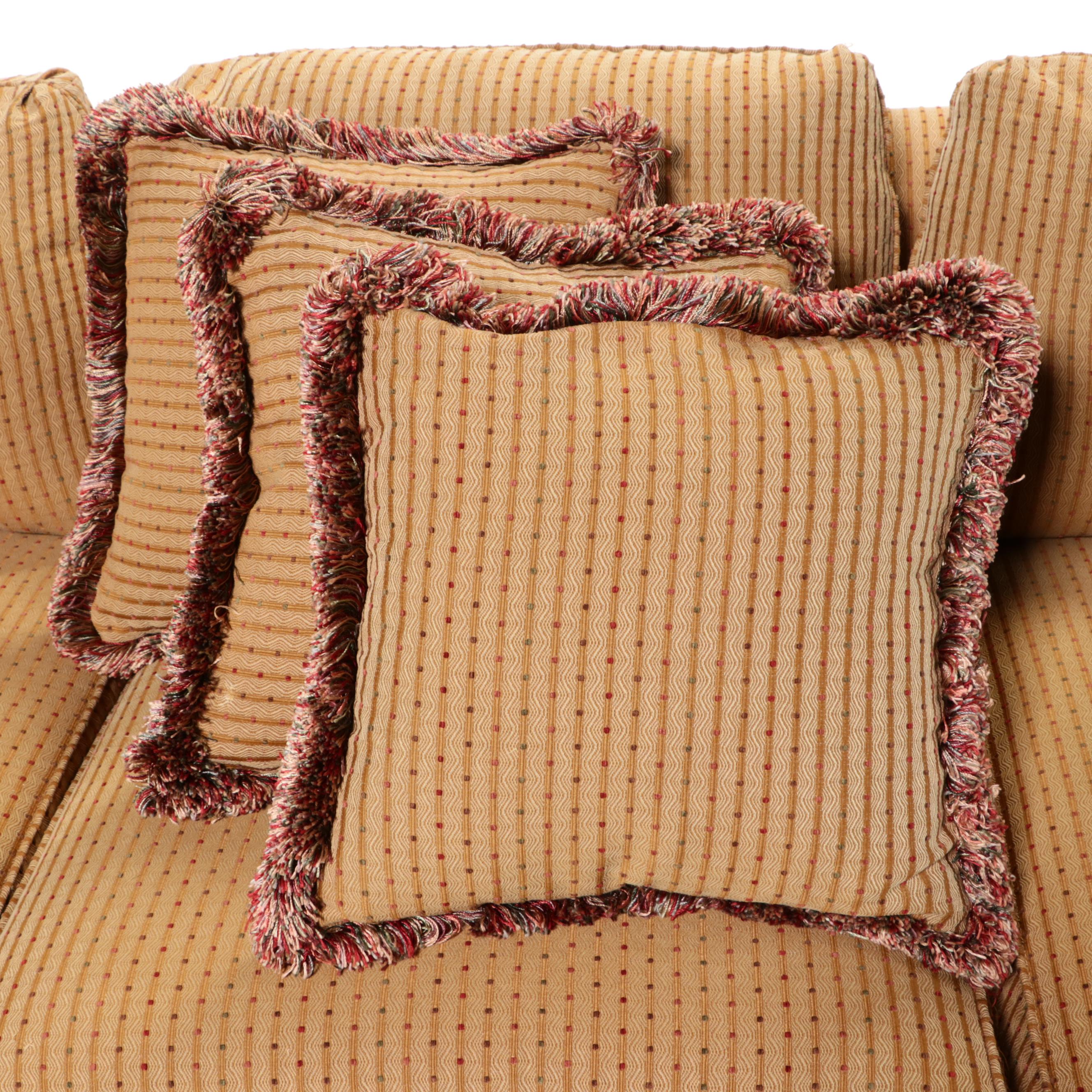 Custom Upholstered Sofa with Throw Pillows EBTH