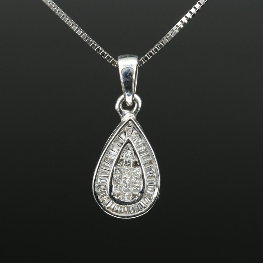 14K 0.51 CTW Diamond Teardrop Pendant Necklace