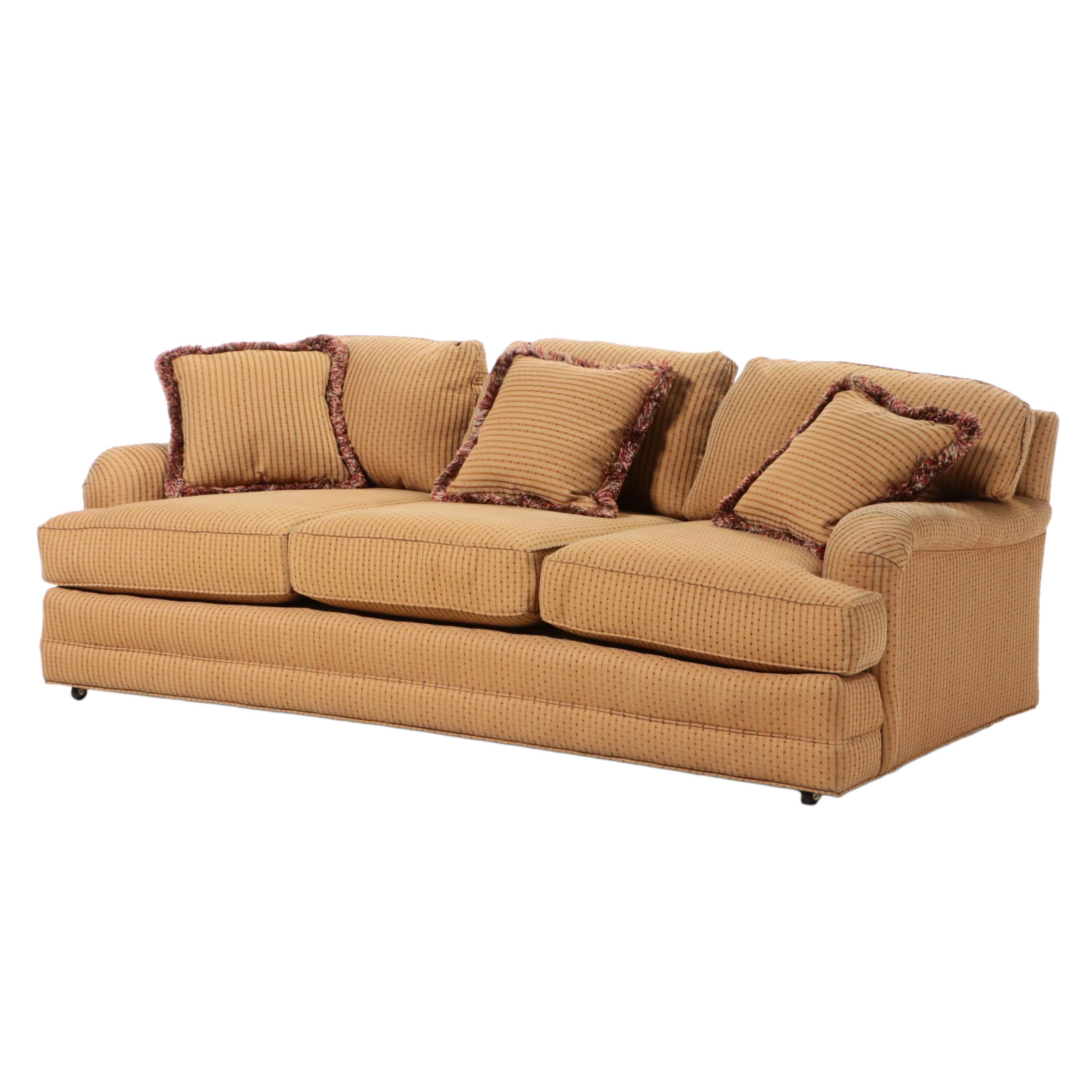 Custom Upholstered Sofa with Throw Pillows EBTH