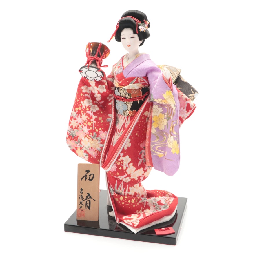 Japanese Silk and Composition Geisha Ningyo Doll