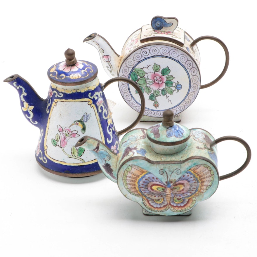 Chinese Kiln-Fired Enamel Teapots