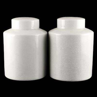 Chinese Crackle Glaze Dehua Porcelain Tea Jars