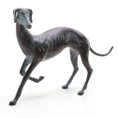 Patintated Metal Running Dog Figurine