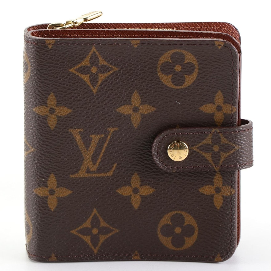 Louis Vuitton Compact Zip Bifold Wallet in Monogram Canvas with Box