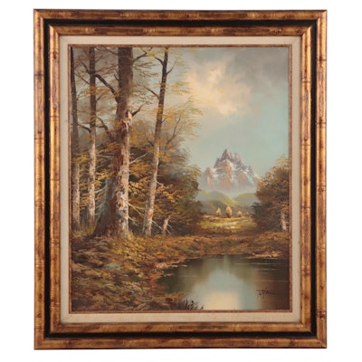 Oil Painting of Alpine Landscape