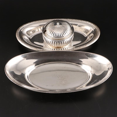 International and Gorham Sterling Silver Bread Trays with 900 Silver Bowl