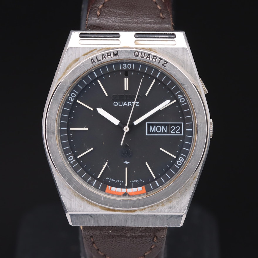 Seiko Alarm Quartz Stainless Steel Wristwatch