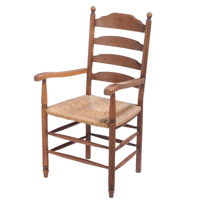 American Primitive Style Oak Ladderback Armchair