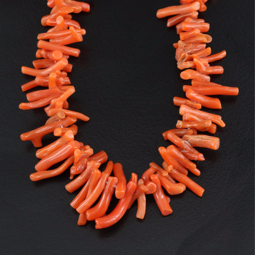 Vintage Coral Necklace with Sterling Clasp
