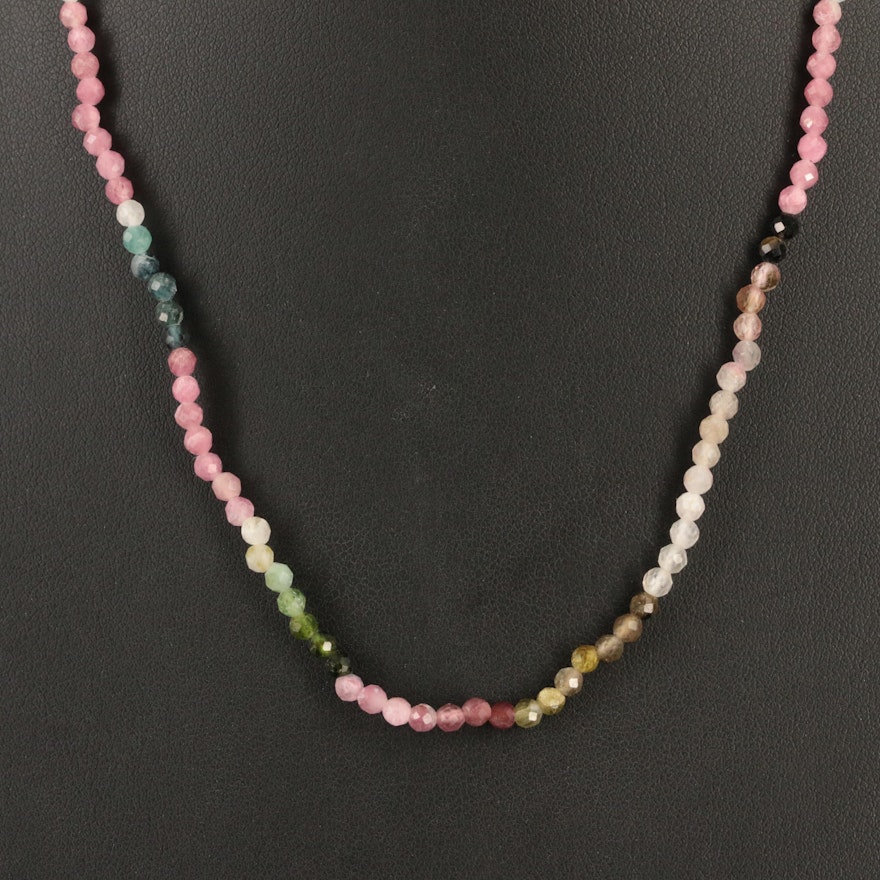 Tourmaline Beaded Necklace with Sterling Clasp