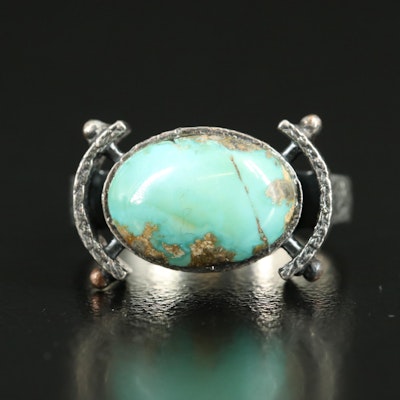 Sterling Turquoise East-West Ring