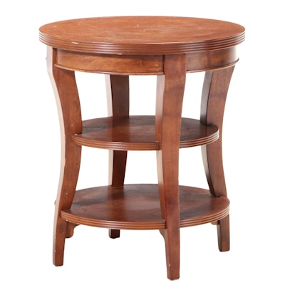 Contemporary Cherrywood-Stained Three-Tier Side Table