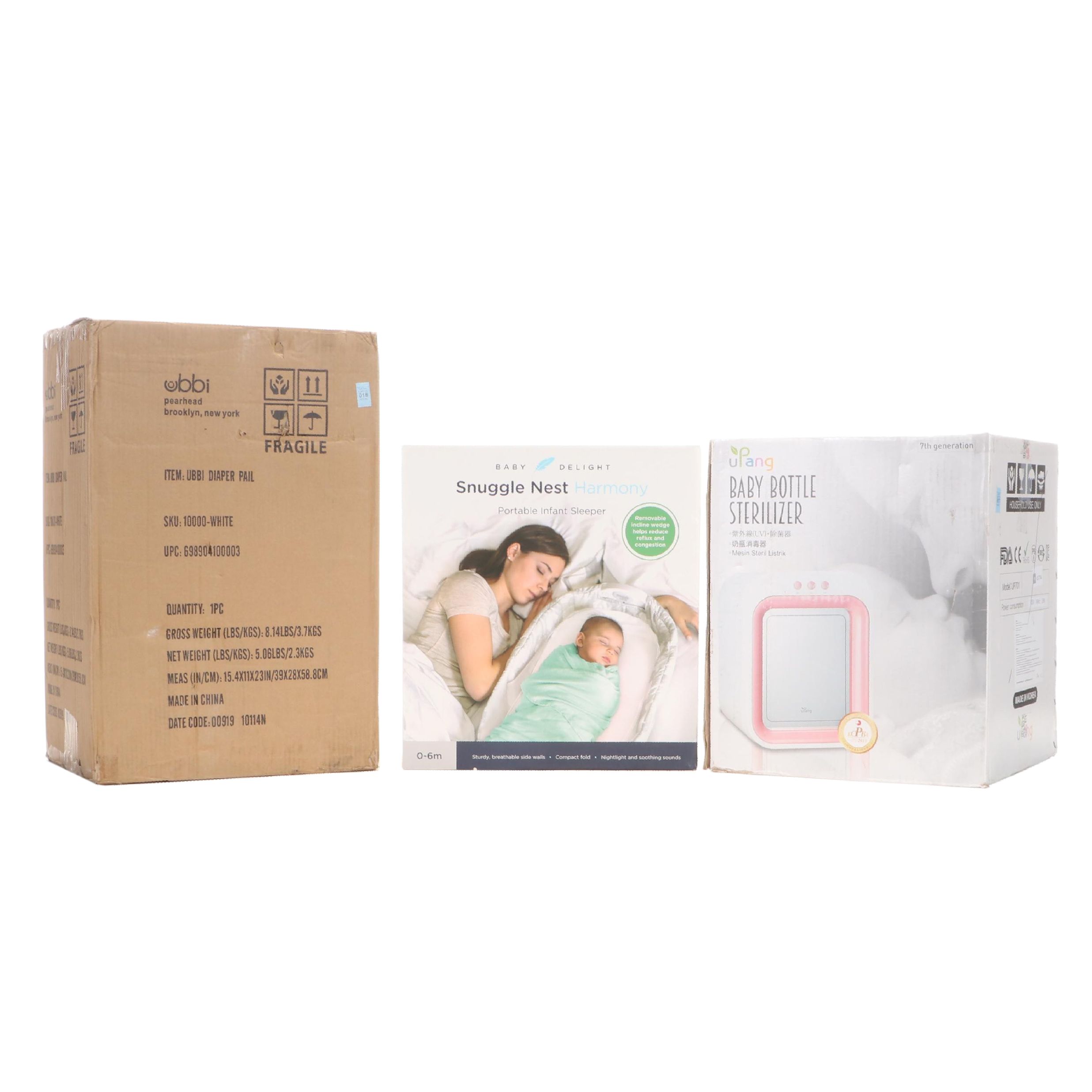 Baby Delight Snuggle Nest with Bottle Sterilizer and Ubbi Diaper Pail