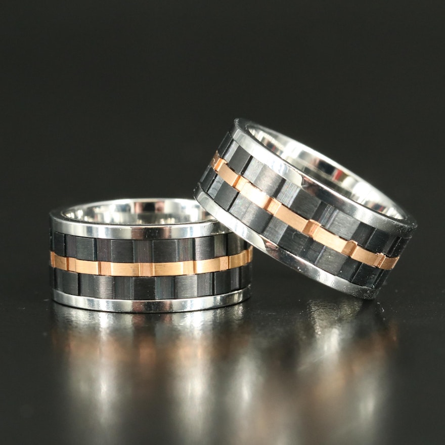 Inox Jewelry Grooved Spinner Rings