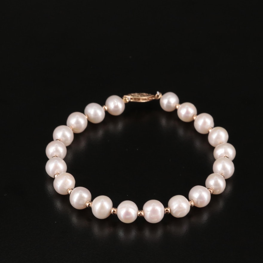 Pearl Bracelet with 14K Beads and Clasp