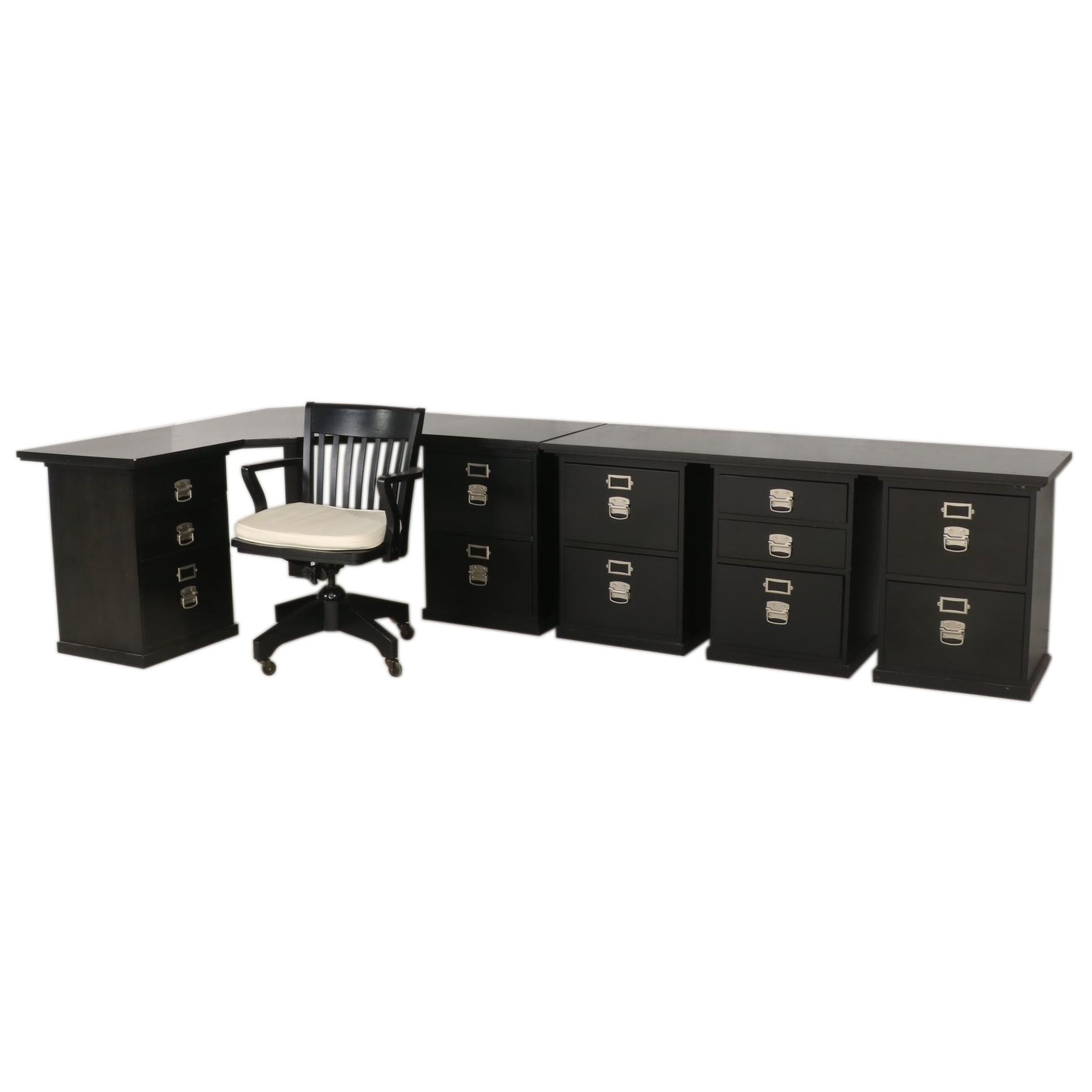 Contemporary Pottery Barn Modular Corner Desk, Credenza and Office