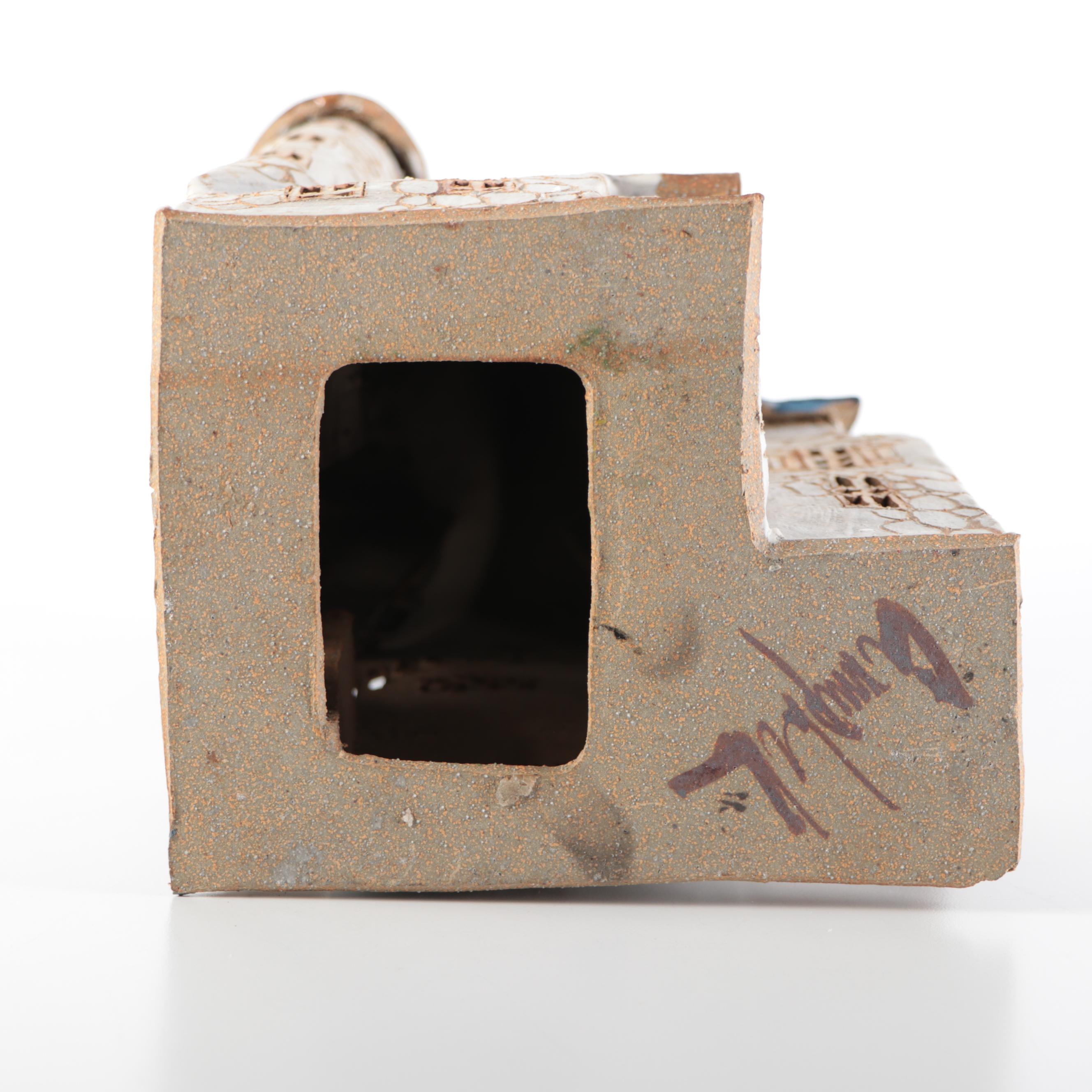 Handmade Artist Signed Ceramic Gabled Building | EBTH