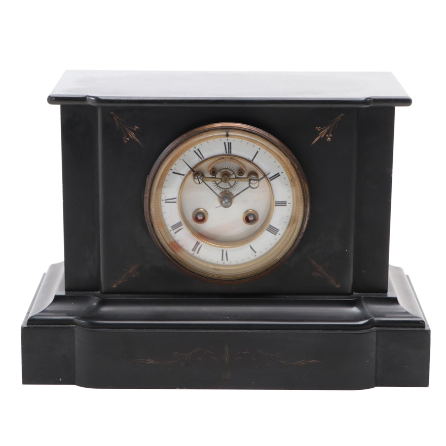 Victorian Style Slate Mantel Clock, Early 20th Century