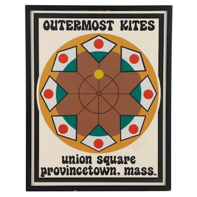 Serigraph "Outermost Kites, Union Square Provincetown, Mass," 1975